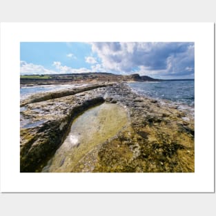 Waves Washing Up On Rocky Beach Posters and Art